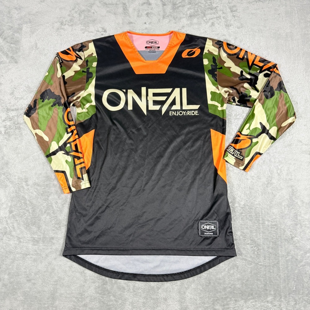 ONeal Mens Medium Mayhem Motocross Jersey Camo Orange Black Long Sleeve MX